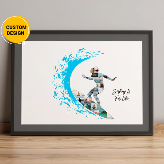 Personalized Surfing Gift: Create Memories with a Custom Photo Collage"