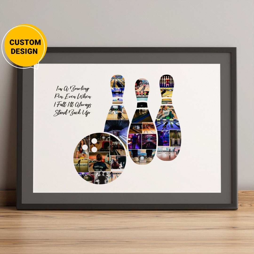 Personalized Photo Collage - Bowling Gift Ideas for Him - Bowling Ball Art Ideas