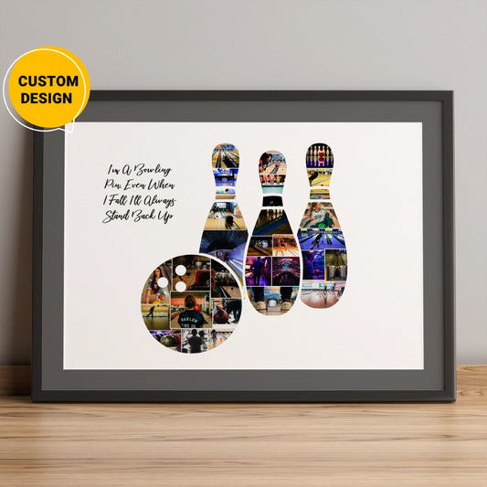 Personalized Photo Collage - Bowling Gift Ideas for Him - Bowling Ball Art Ideas