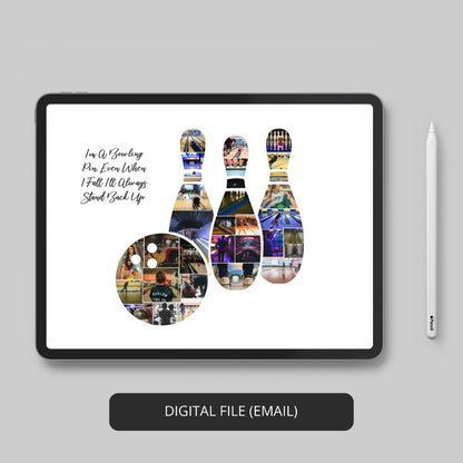 Personalized Bowling Art - Customizable Photo Collage - Bowling Room Decor - Bowling Gift Ideas