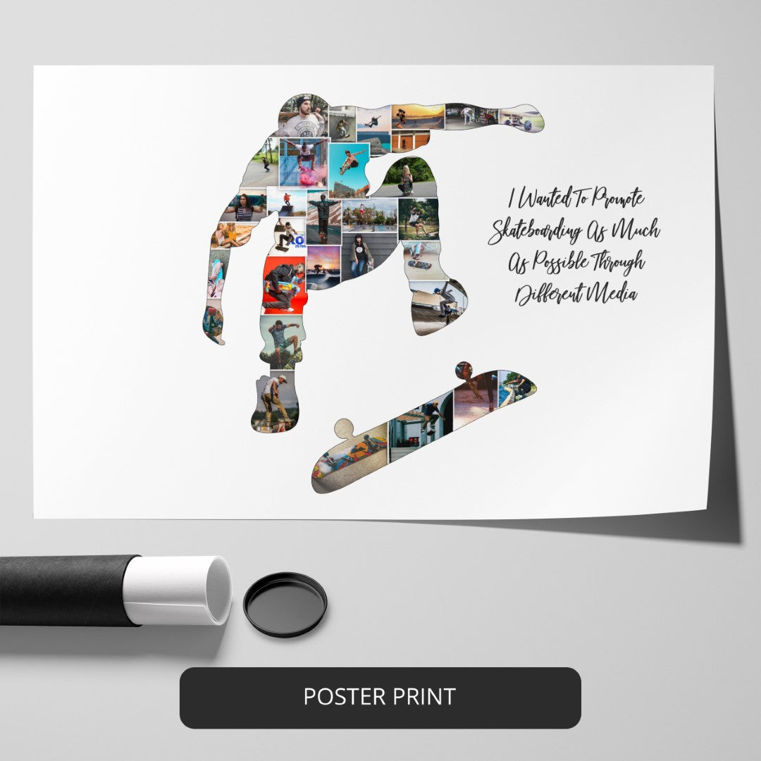 Gift for Skateboarder: Customized Photo Collage for Skateboarding Enthusiasts