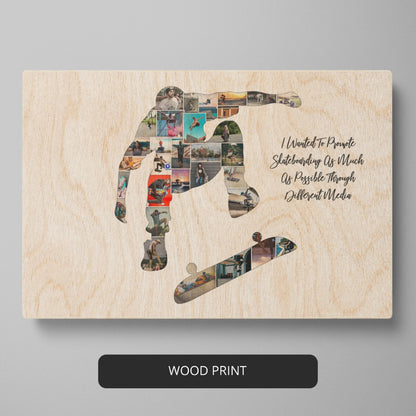 Skateboard Decor Ideas: Personalized Photo Collage for Skateboarding Enthusiasts