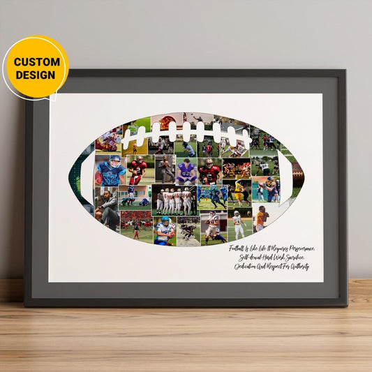 Personalized Rugby Ball Gift: Custom Photo Collage for Rugby Fans"