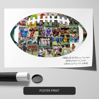 Unique Gifts for Rugby Fans: Personalized Photo Collage with Rugby Ball Decorations