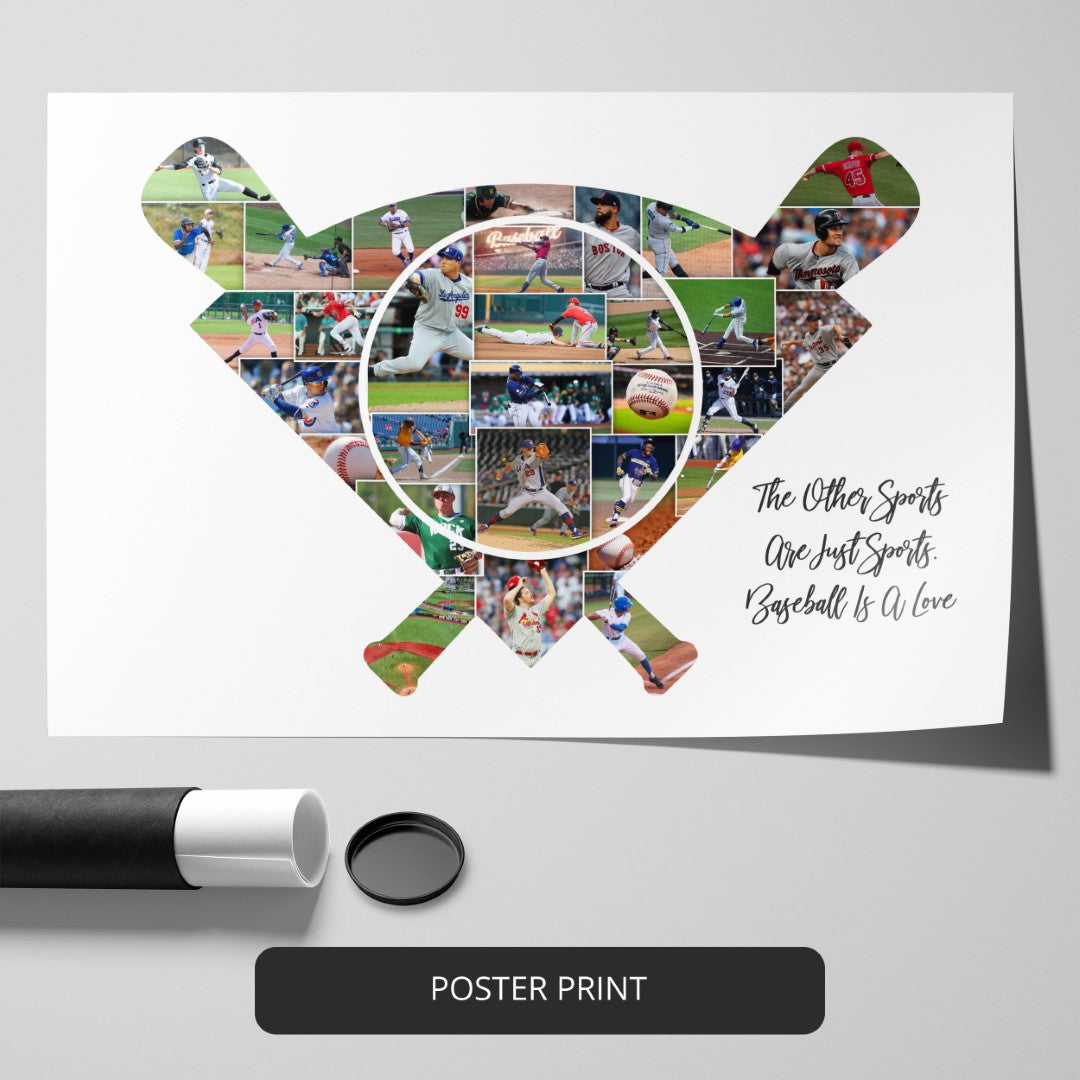 Gifts for Baseball Lovers - Customizable Baseball Photo Collage