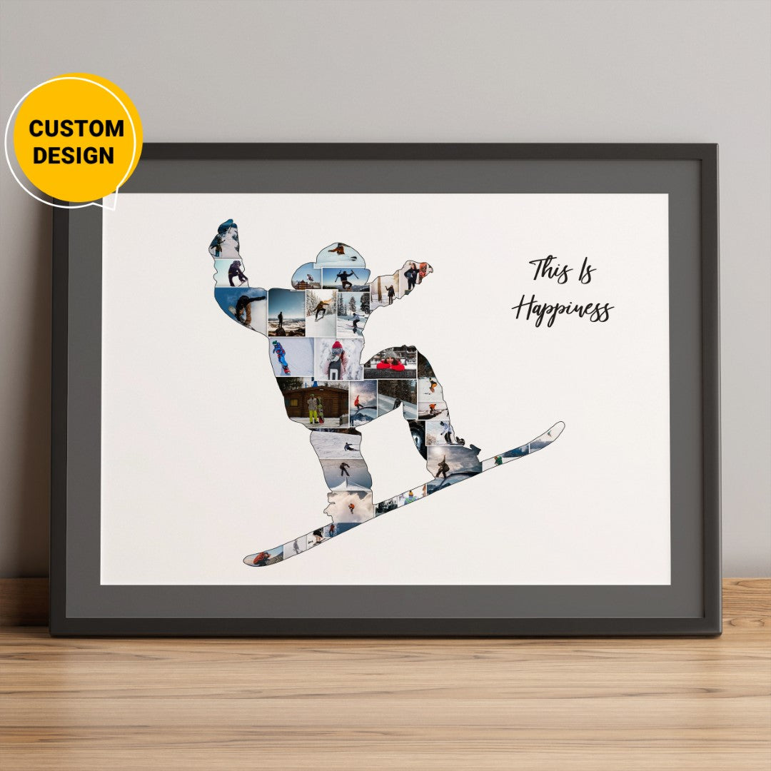 Personalized Snowboarding Collage - Unique Snowboarding Art for Wall Decor