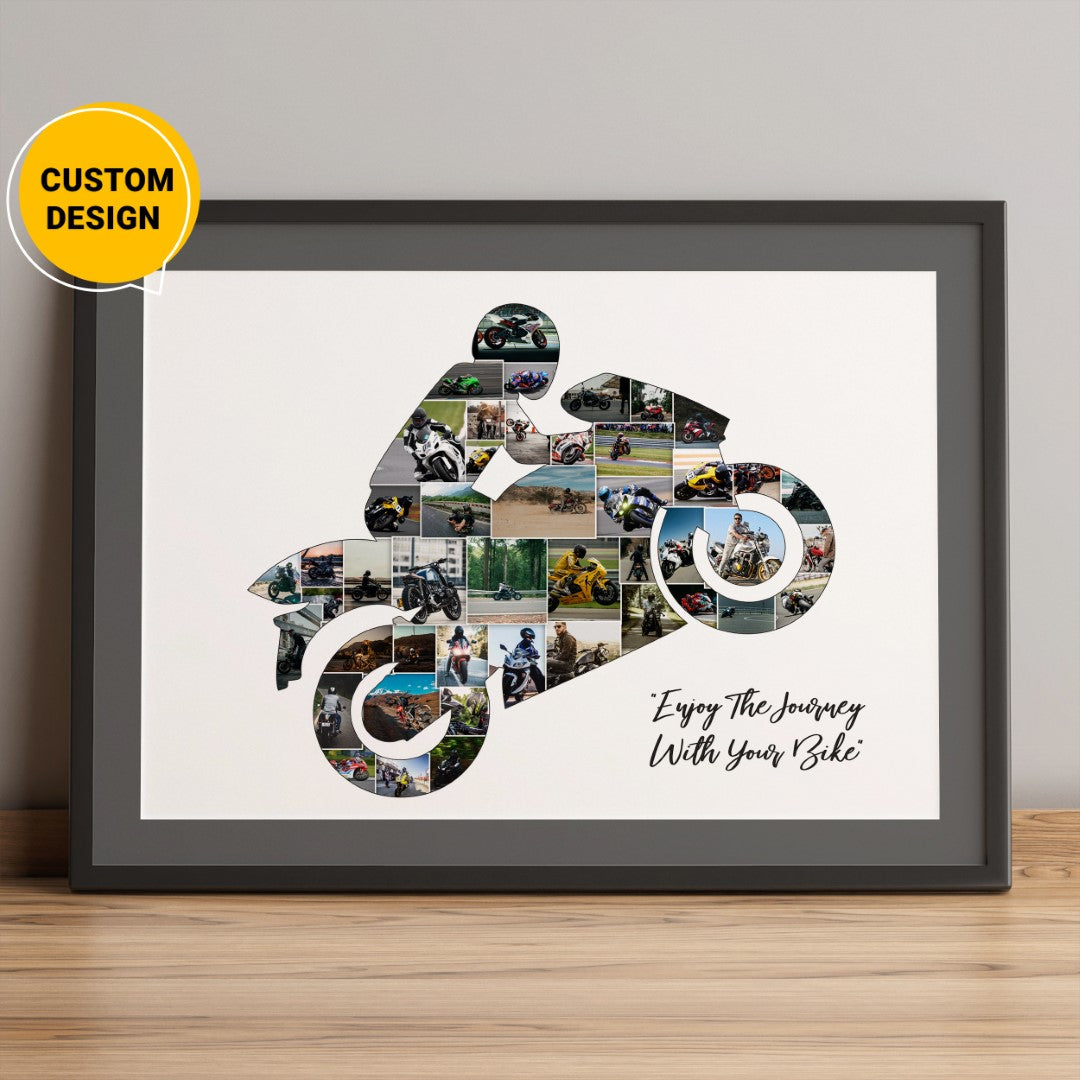Custom Motorcycle Photo Collage - Unique Motorcycle Gift Ideas for Him"