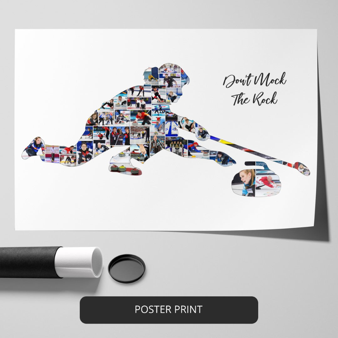 Unique Curling Sport Gifts: Customized Photo Collage for Fans