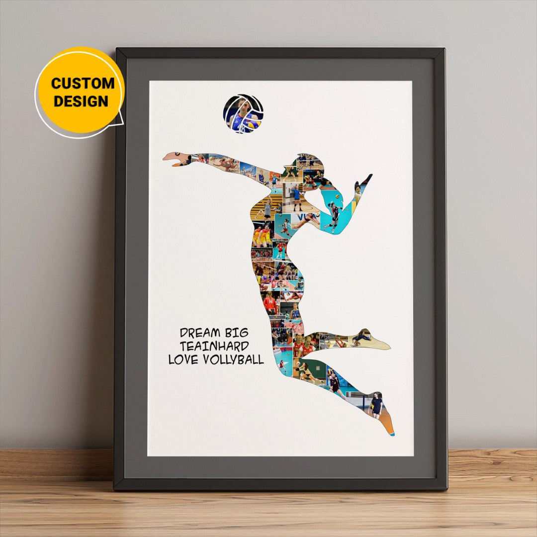 Female Volleyball Player in Personalized Photo Collage - Unique Volleyball Gift Idea