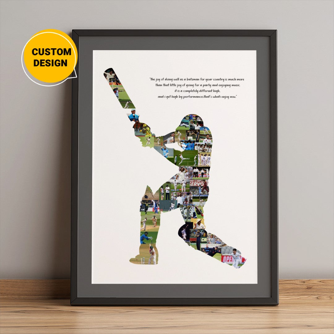 Personalized Cricket Gifts for Men - Custom Photo Collage