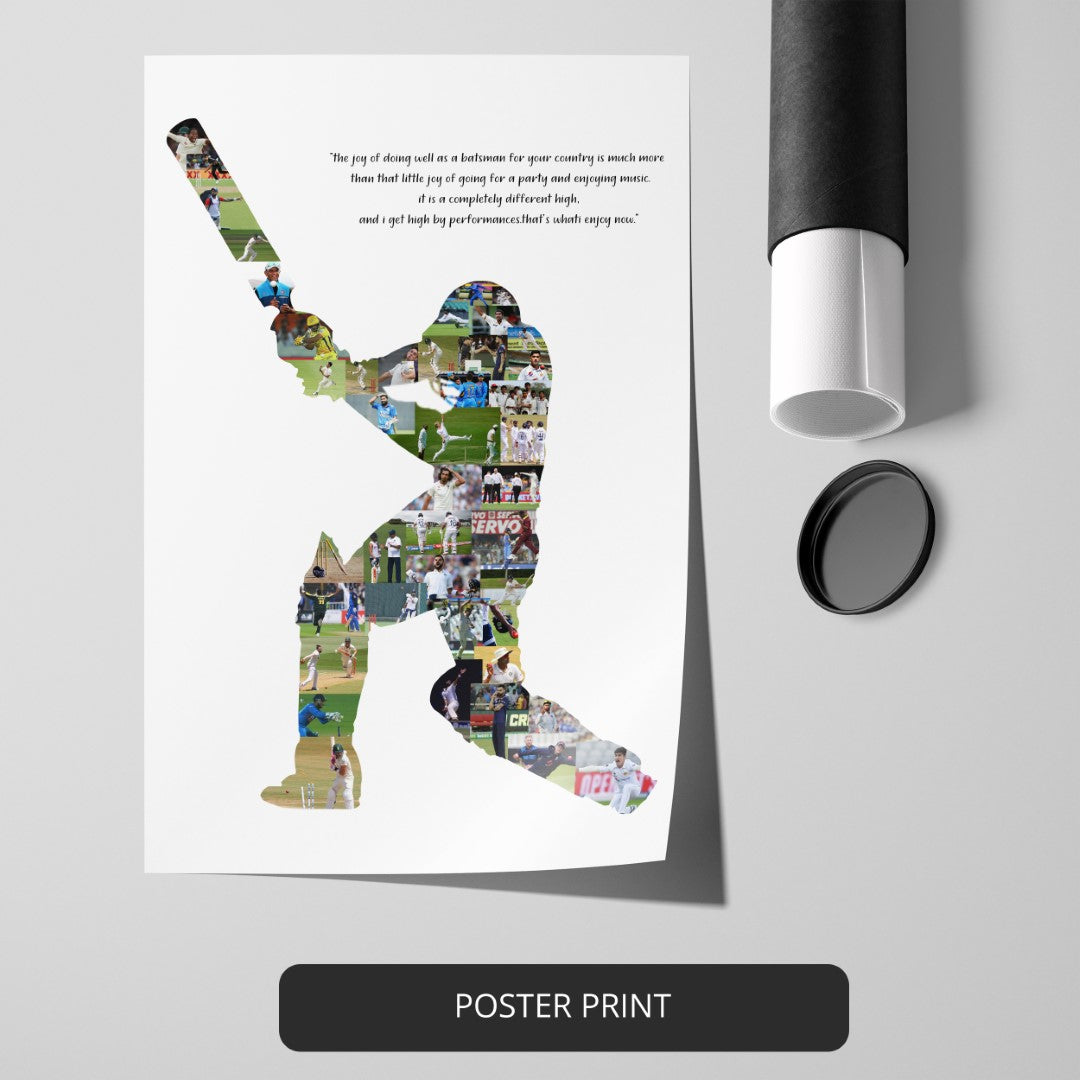 Unique Cricket Themed Gift - Personalized Photo Collage