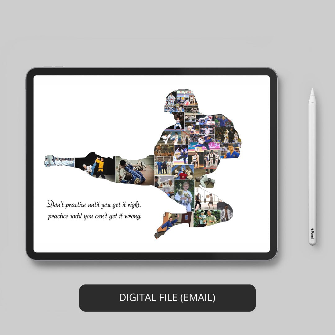 Karate Gifts for Her - Customized Photo Collage with Personalized Karate Art