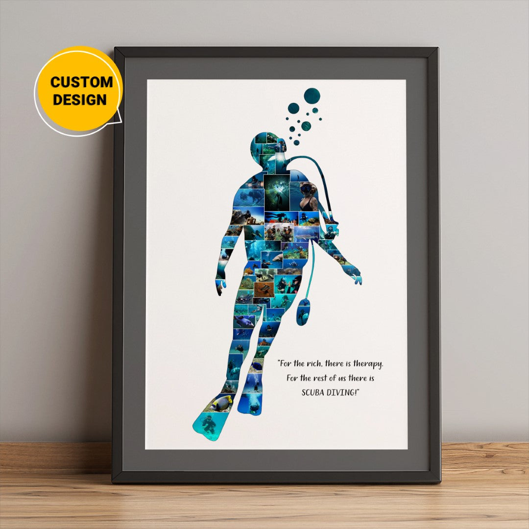 Personalized Scuba Diver Art - Unique Gifts for Scuba Diving Enthusiasts