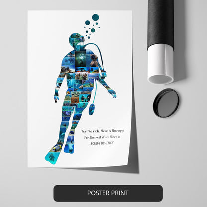 Custom Photo Collage - Scuba Diving Gifts for Her - Underwater Adventure