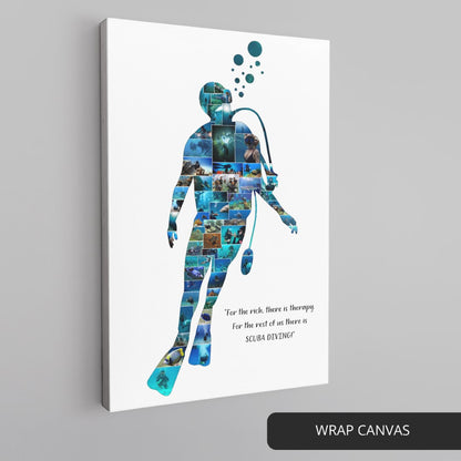 Scuba Diving Gift Idea - Personalized Photo Collage for Him - Dive into Memories