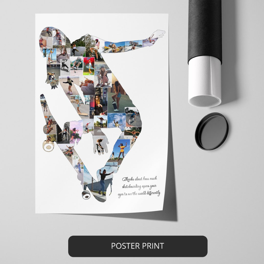 Skateboarding Gifts for Adults - Customized Skateboard Art Collage