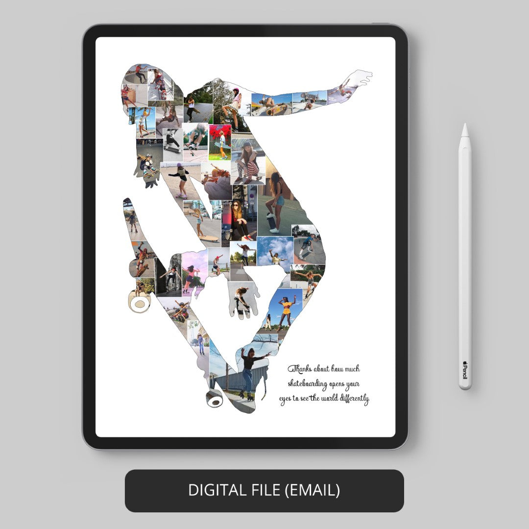Gifts for Skateboarders - Personalized Skateboard Themed Photo Collage