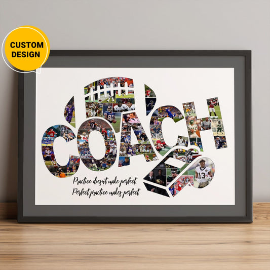 Personalized Football Coach Gift: Custom Photo Collage - Ideal for Football Coaches"