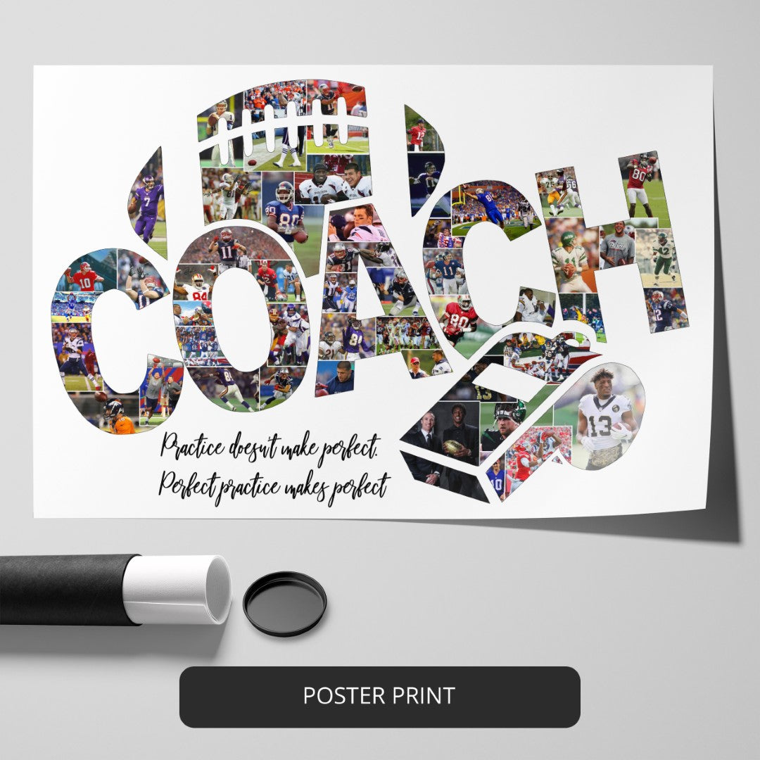 Unique Gifts for Football Coaches: Personalized Football Collage for the Best Coach