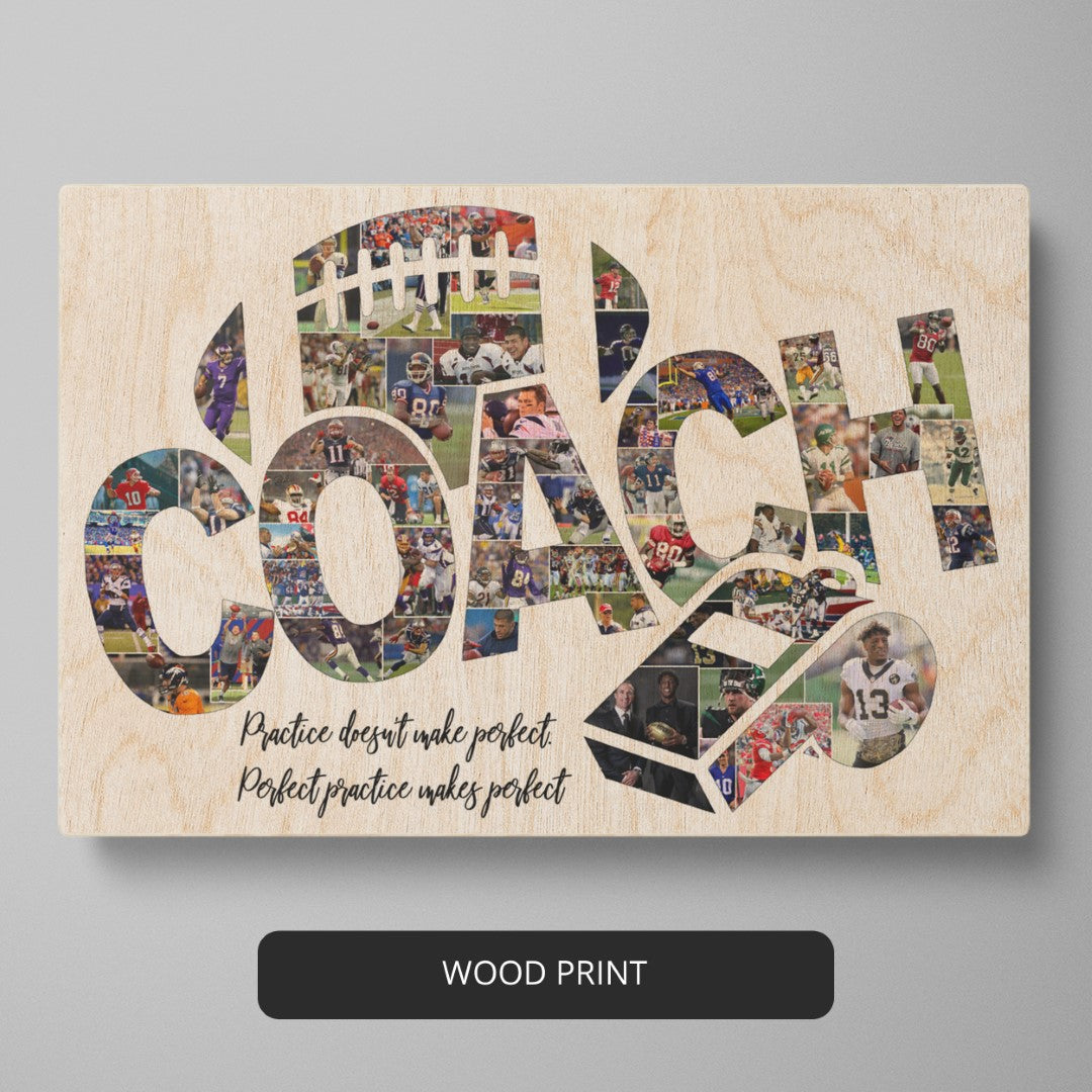 Collage Football Coach Gift: Customizable Photo Collage for Football Enthusiasts