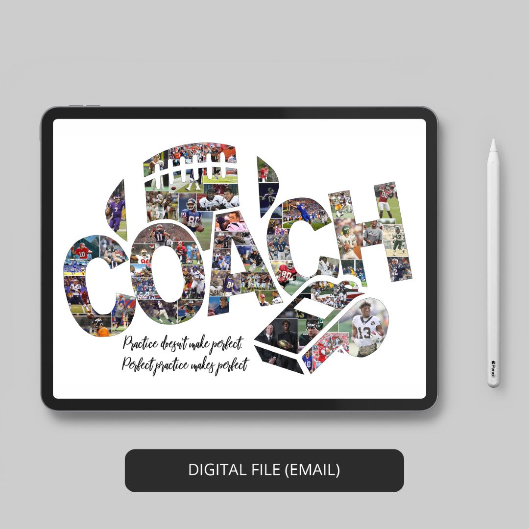 Custom Football Coach Gifts: Personalized Photo Collage - A Special Gesture of Appreciation