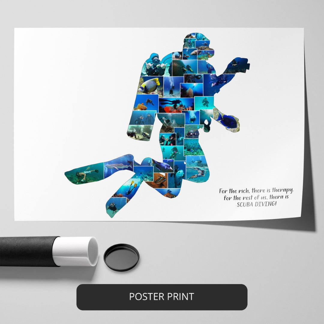 Custom scuba diving artwork - Perfect scuba diving gifts for enthusiasts"