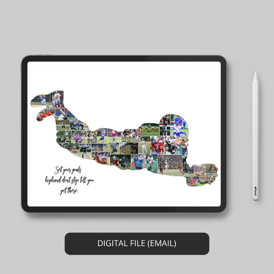 Stunning American Football Wall Art: Rugby-Inspired Personalized Photo Collage