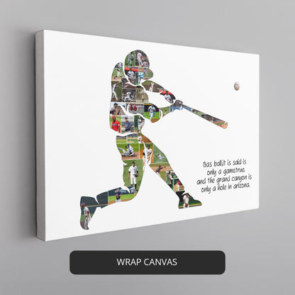 Baseball Lover Gifts - Framed Art with Baseball Photo Collage