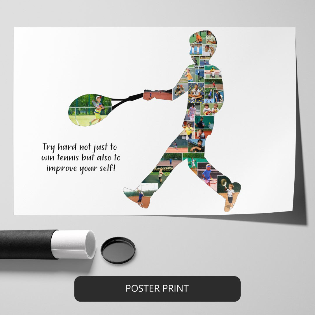 Unique Personalized Tennis Gifts - Custom Tennis Poster and Collage