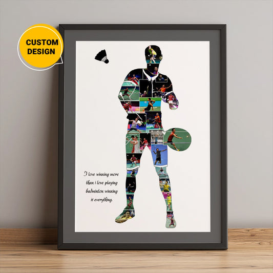 Personalized photo collage: Badminton Lover Gifts - Unique Badminton Themed Gift