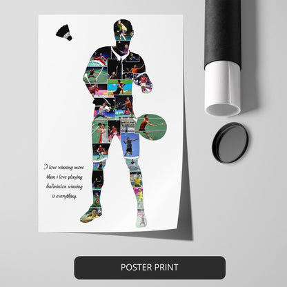 Best Badminton Player: Custom Photo Collage - Memorable Gift for Badminton Enthusiasts