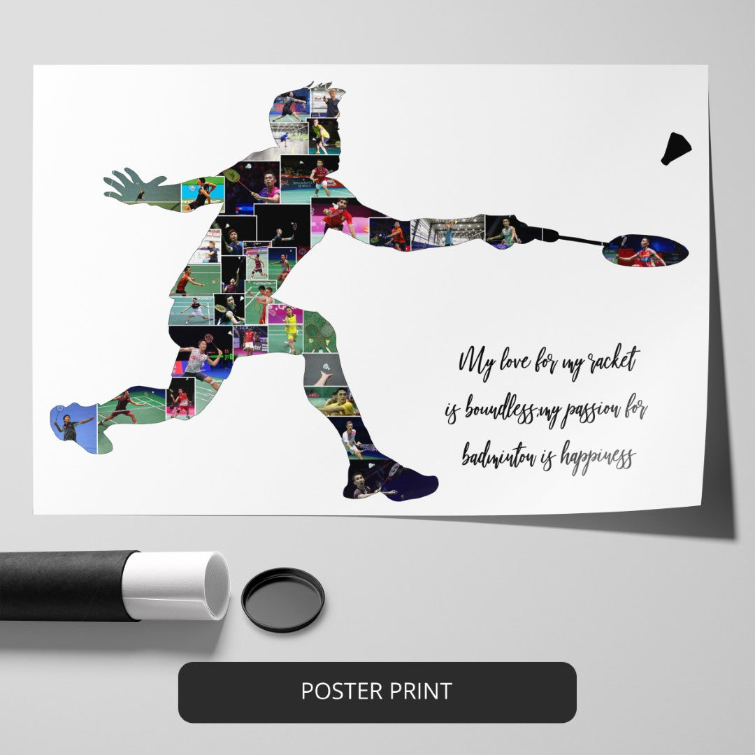 Gifts for Badminton Players - Personalized Photo Collage