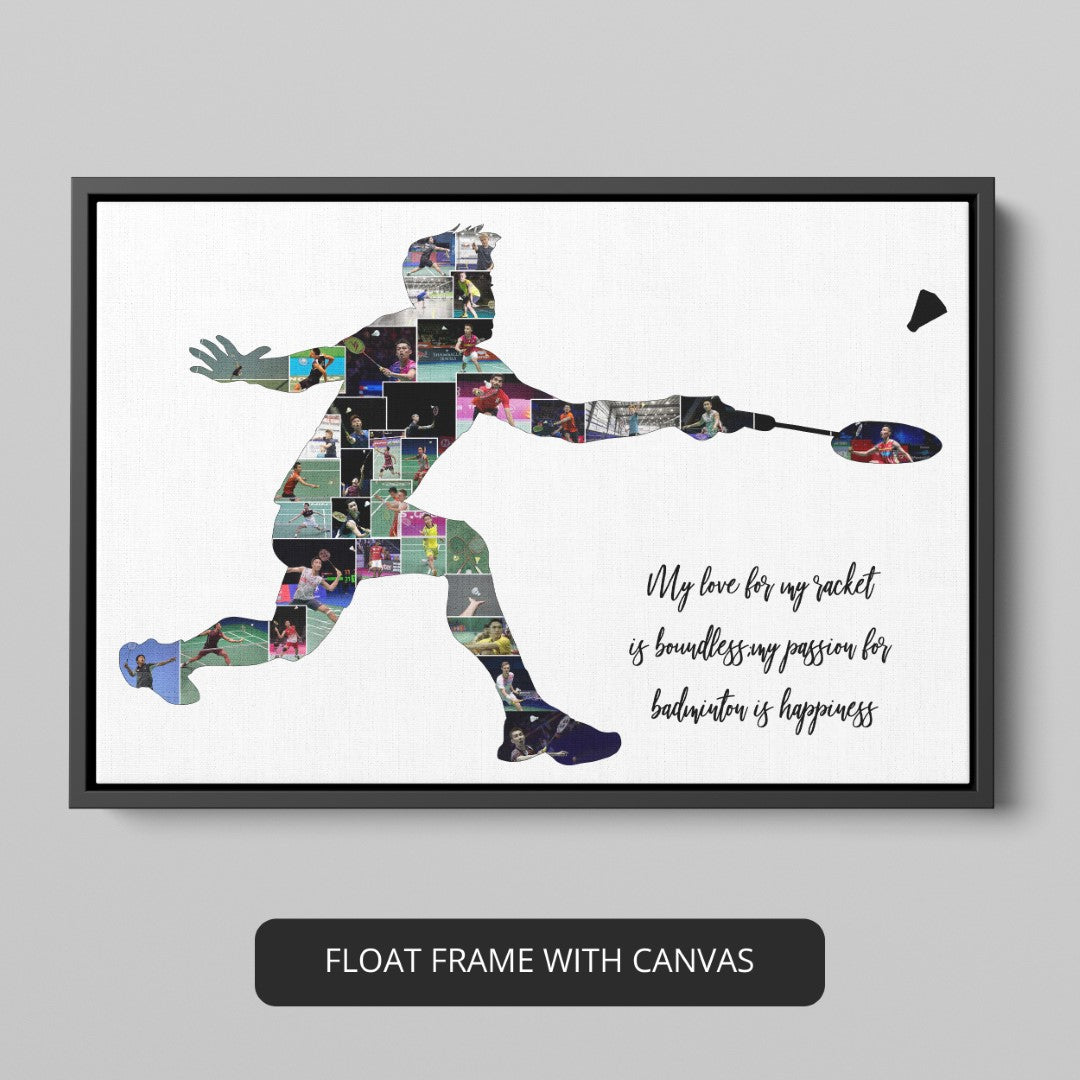 Badminton Wall Art - Personalized Photo Collage for Badminton Fans