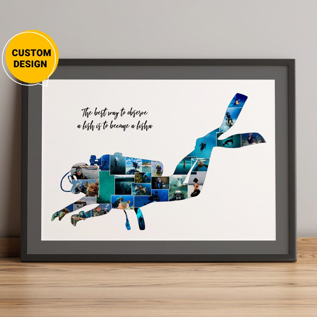 Personalized Scuba Diving Gift: Customized Photo Collage