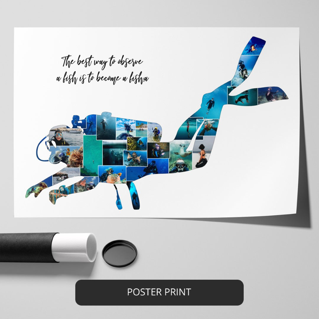 Unique Scuba Diving Gifts for Her: Personalized Photo Collage
