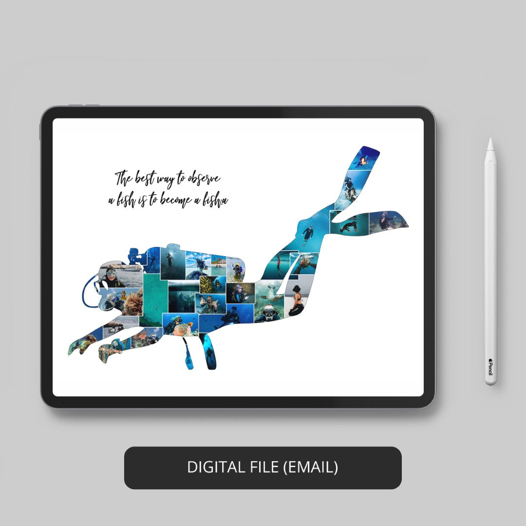 Scuba Diving Wall Art: Customized Photo Collage for Dive Fanatics